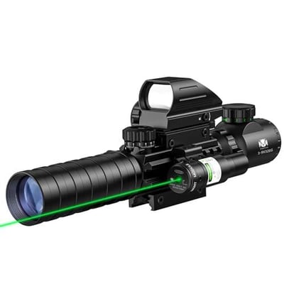 MidTen 3-9x32 Dual Illuminated Scope Optics & 4 Holographic Reticle Red/Green Dot & IIIA/2MW Laser Illuminated Reflex Sight & 20mm Mount - $ 58.64 w/code "F3LC36NA" + FREE Shipping