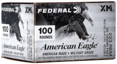 Federal American Eagle 223 Remington 55 Grain FMJ BT 100 Rounds - $44.99