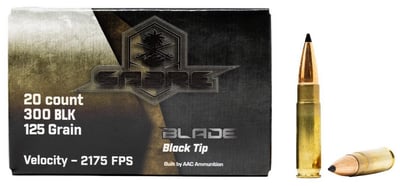 AAC "Sabre Blade Black Tip" 300 Blackout 125 Grain 20rd Box Ammunition - $12.99