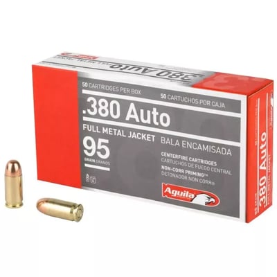 Aguila Ammunition .380 Auto 95gr FMJ 1000rd Case - $319 (S/H $19.99 Firearms, $9.99 Accessories)