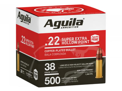 Aguila .22 LR 38 Grain Copper Plated Hollow Point High Velocity Ammo 500 Rounds - $29.99 