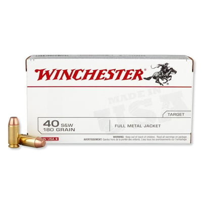 Winchester USA .40 S&W 50 Rounds FMJ, 180 Grains - $44.99