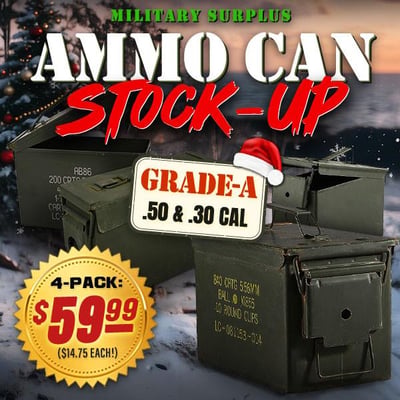Ammo Can Stock-Up: Military Surplus Grade A .50 & .30 Cal (Sets of 3 / 4 / 5) - from $49 (Free S/H over $25)