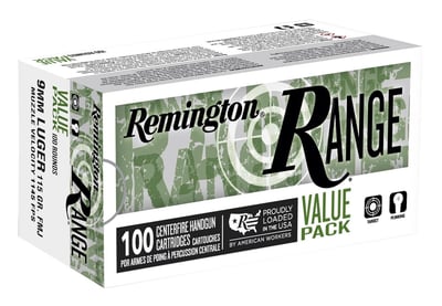 Remington Range 9mm Luger Ammo - 115 grain FMJ - Case of 600 Rounds - $179.39 Shipped with code FREEDOM20 