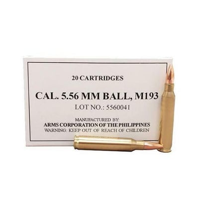 Armscor Ammunition 55 GR FMJ 5.56 M193 Ammunition, 20 Rounds - $7.99 