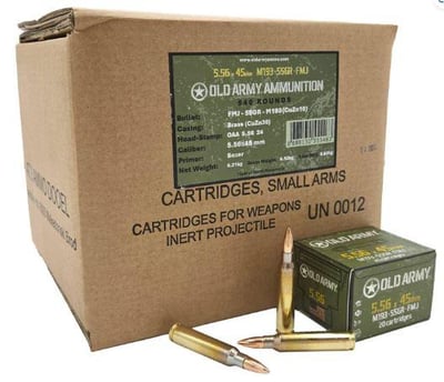 Old Army M193 5.56x45mm 55gr Centerfire Brass Rifle Ammunition 540rd Box - $199.99 