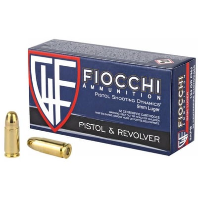 Fiocchi Centerfire 9mm Pistol Ammo 124 Grain Full Metal Jacket 1000 Rounds - $215 (Free S/H)