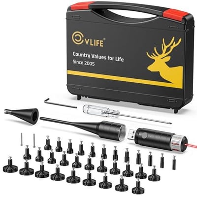 CVLIFE Rechargeable Red Bore Sight Laser Kit with 32 Adapters Multi-Caliber Fit 0.17 to 12GA - $23.09 w/code "XTIVTLE3" + FREE Shipping