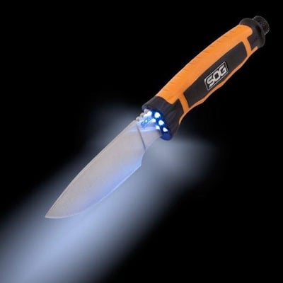 SOG BladeLight Hunt Fixed Blade w/Light Built-in 6 LEDs, Leather Sheath, 3.8" Blade - $24.99 (Free S/H over $25)