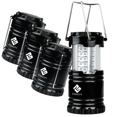 Etekcity 4 Pack Portable Outdoor LED Camping Lantern with 12 AA Batteries (Black, Collapsible) - $20.29 + FS over $25 (Free S/H over $25)