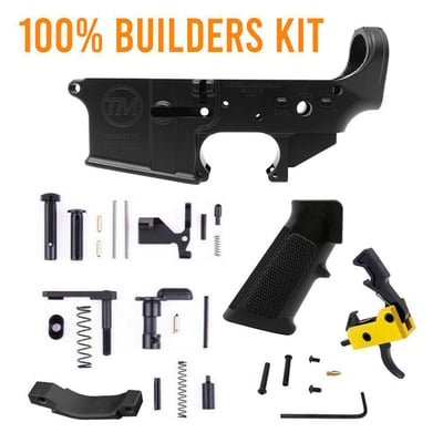 TM Stripped AR15 Lower Receiver + BN AR15 Complete LPK w/ Drop-in Curved Trigger - Gold - $124.95