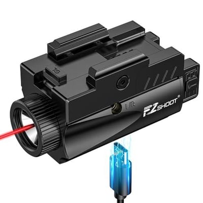 30% off EZshoot 1000 Lumens Pistol Light Laser Combo, Rechargeable Gun Light with Red Laser Beam, Pistol Flashlight with Slid Rail Compatible with Glock and Picatinny Rail, Handgun Lights for Home Defense w/code KSVP88CD - $16.79 + FREE Shipping