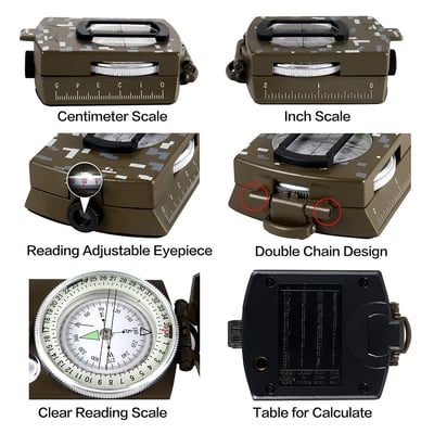 Eyeskey Military Optical Lensatic Sighting Compass with Pouch Metal Waterproof Compass Color Camouflage - $13.75 + FS over $25 (Free S/H over $25)