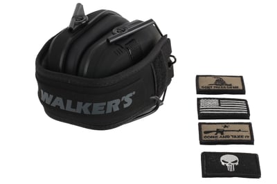 Walker's Razor Slim Black Patriot Electronic Muffs with Patriot Patch Kit - 4 Assorted Patches - Come and Take It - $34.99