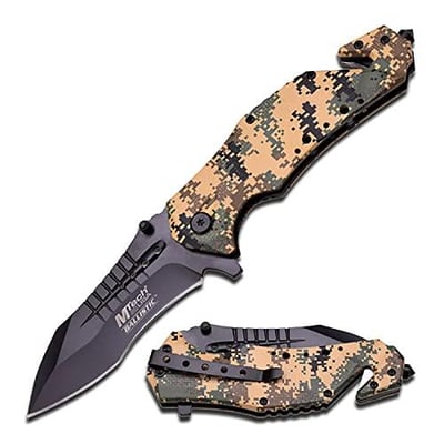 MTech USA MT-A845DM Spring Assist Folding Knife, Black Blade, Desert Camo Handle, 5-Inch Closed, Metallic-Fiber - $6.46 + FREE Shipping