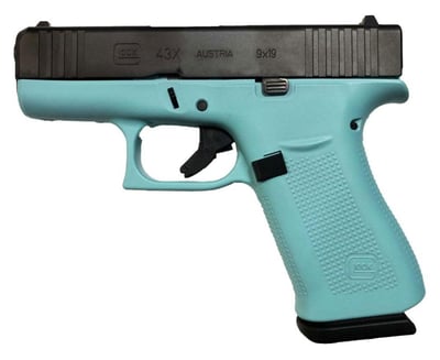 Glock 43X 9mm Pistol, Robin's Egg Blue/Black - PX4350204-REB - $549.99 + Free Shipping