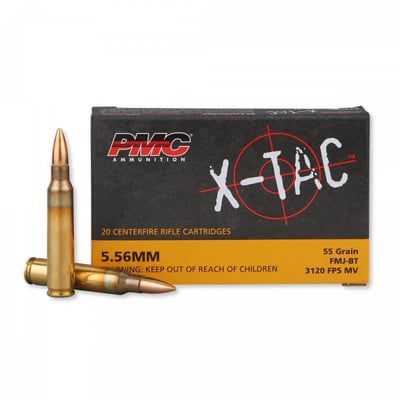 PMC X-Tac Rifle Ammunition 5.56x45mm 55 gr FMJBT 3120 fps 20/box - $9.39