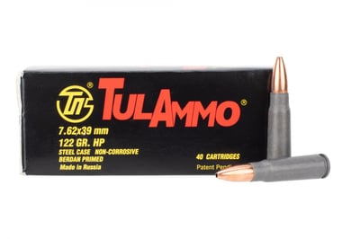 TulAmmo 7.62x39 Steel Case 122gr Hollow Point Ammo - Box of 40 - $10.99