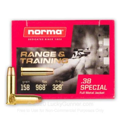Norma 38 Special 158 Grain FMJ 50 Rounds - $50.00