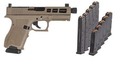 PSA Dagger Compact SW1 Pistol, 9mm, 4.5" Threaded Barrel, 15rd / 27rd, Optic Ready, RMR Pattern, 10 Mags, FDE - $429.99