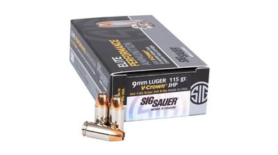 Sig Sauer Elite V-Crown 9mm Luger 115 grain JHP Brass Cased Centerfire Pistol Ammo, 50 Rounds - $30.99 + $0.86 OP Bucks (Free S/H over $49 + Get 2% back from your order in OP Bucks)