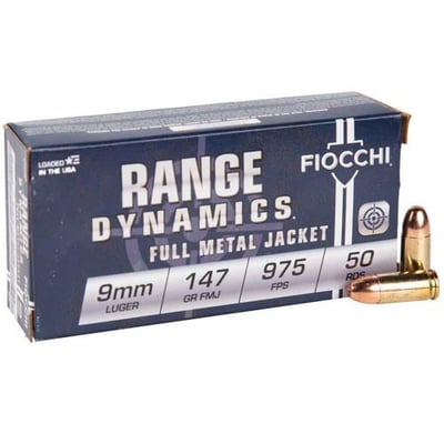 Fiocchi Training Dynamics Centerfire Handgun Ammo 9mm 147 gr. FMJ - 50 rd. - $9.90 