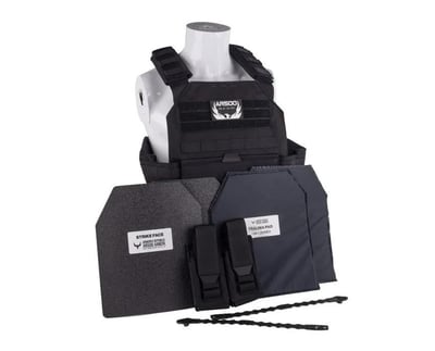 AR500 Armor Testudo Lite Carrier with Plates and Double Rifle Mag Pouch - Black - $199.99