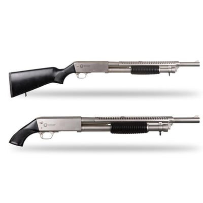 Panzer PA37 Ithaca Clone 18.5" Pump Action 12ga Shotgun, Nickel/Black Walnut - PAPA37PASNB - $319.99 