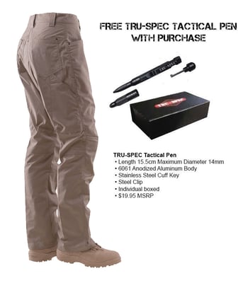 Tru-Spec 24-7 Series Men's Ascent 65/35 Polyester/Cotton Micro Rip-Stop Pants + FREE Tactical Pen - $39.99 (add to cart)