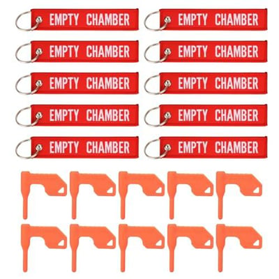 Pridefend 10 Pack Chamber Safety Flag for Rifle Handgun Shotgun with Bonus Bright Yellow Key Chain Tags - Universal Gun Accessories (10 Packs, Red) - $9.79 After Code “LIC7XJMY” (30%OFF) + FREE Shipping