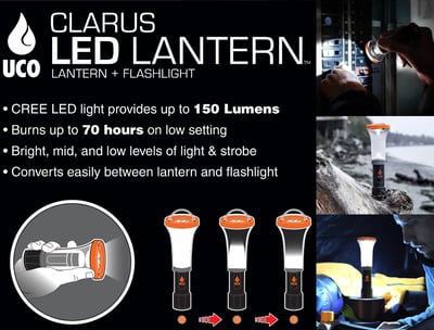 UCO Clarus 150 Lumen LED Mini Lantern and Flashlight with Dimmer and Strobe - $9.26 + FREE Shipping on orders over $35 (Free S/H over $25)