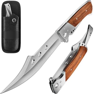 Grand Way Long Blade Folding Knife Rosewood Handle - $17.49 + FREE Shipping