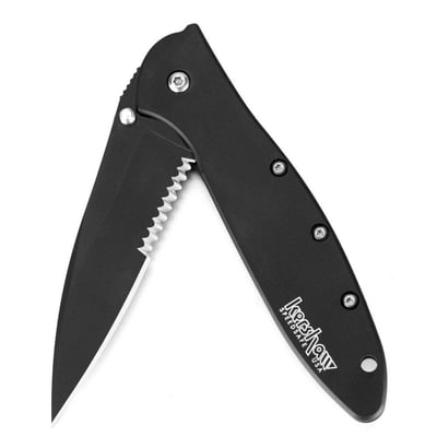 Kershaw 1660CKTST Ken Onion Black Leek Serrated Folding Knife with SpeedSafe - $57.71 after instant discount at checkout (Free S/H over $25)