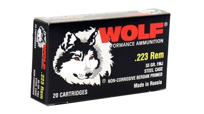 Wolf Ammo, .223 Remington, 55 grain, Full Metal Jacket, Bimetal 20 rd - $8.99 + $0.23 OP Bucks (Free S/H over $49 + Get 2% back from your order in OP Bucks)