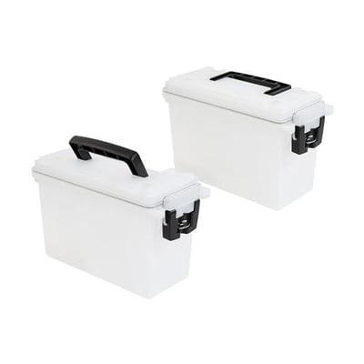 Sheffield 12793 2-Pack Ammo Storage Box, Stackable .30 Cal Field Boxes, Water and Dust Resistant, Lockable Storage Box with Handle, Secures Hunting Gear, Supplies, and Bullets, Made in USA, Frost - $19.99 + FREE Shipping