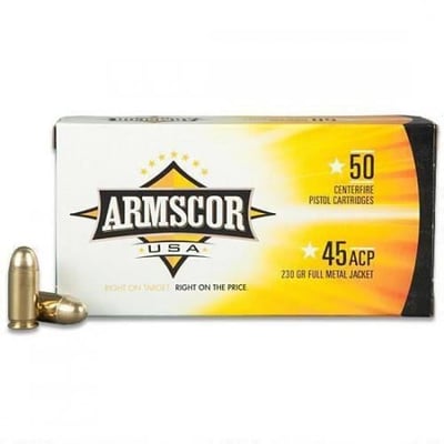 Armscor FMJ 230 Grain Brass .45 ACP 50Rds - $20.59 ($9.99 S/H on Firearms / $12.99 Flat Rate S/H on ammo)