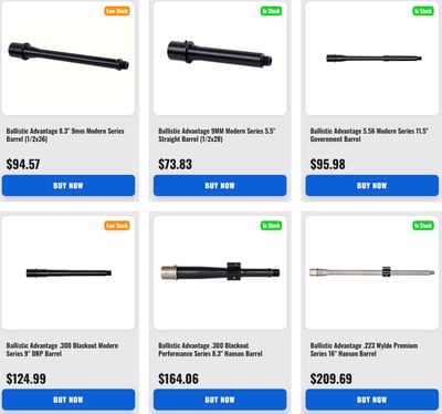 Ballistic Advantage Barrels - $73.83 starting price 