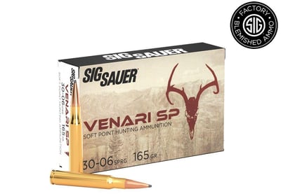 Sig Sauer 30-06 Springfield, 165GR, VENARI Soft Point Hunting 20 rounds - Blemished - $21.35