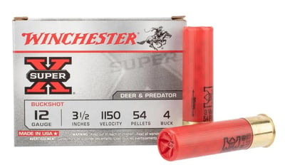 Winchester Super-X 12ga 3.5" Buckshot #4 54 Pellets - Box of 5 - $11.61