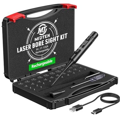 MidTen Red/Green Laser Bore Sight Kit with 32 Adapters Fit 0.17 to 12GA Cal Rechargeable - $17.99 w/code "DTM27223" + FREE Shipping