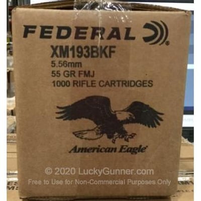 Federal American Eagle 5.56x45 55 Grain FMJBT 1000 Rounds - $550 