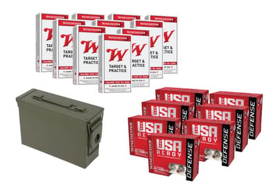 Winchester USA 9MM FMJ 115 GRAIN 500 RDS + Red 9MM HEX-VENT JHP 124GR +P 100 RDS + MILITARY AMMO CAN - $199 (Free S/H)