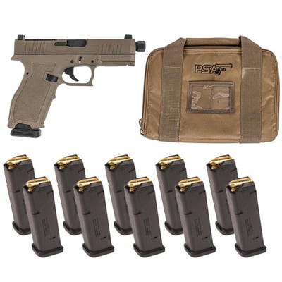 PSA Dagger Full Size - S 9mm ECC RMR Threaded Barrel Pistol With 10 17rd Magazines & Pistol Case, Flat Dark Earth - $349.99
