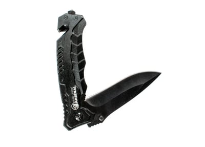BCA Folding Hunting / Survival Knife 3.86" Steel Blade Belt Cutter Glass Breaker Black - $12.99