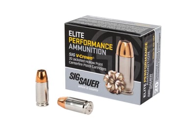 SIG Sauer AMMO 9mm 124GR ELITE V-CROWN JHP Handgun Ammo - 200 Rounds - E9MMA2-20 - $229.99 (FREE Shipping over $50)
