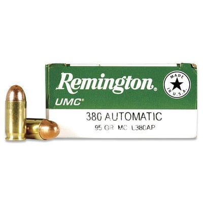 Remington Ammunition UMC 380 ACP 95 gr Full Metal Jacket (FMJ) 50 Bx/ 10 Cs - $17.99 