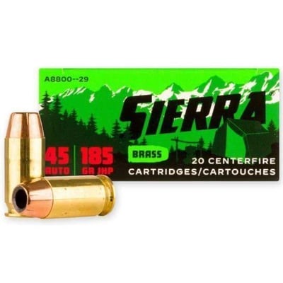  Sierra Sports Master 45 ACP Ammo 185 Grain JHP, 20rds - A8800--26 - $10.99