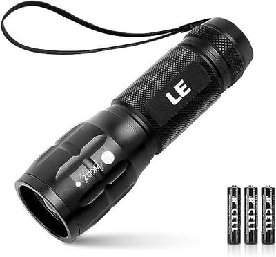 Lighting EVER LED Flashlights Waterproof, Adjustable Focus AAA Batteries Included (140 Lm) - $7.99 + FREE Shipping