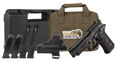 Beretta 92GTS Range Bundle, 9mm 4.7" FS 18rd Black Pistol w/ 4x Mags, 2x Cases, & Holster - $699.99 