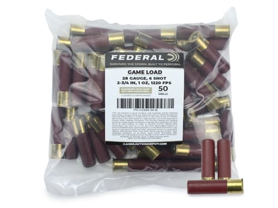 Federal Hi-Brass Game Load 28 Gauge 2.75" 1 oz 6 Shot Storm-Exposed B Grade Ammo 50 Rounds - $8.07 after code: 5PTODAY 